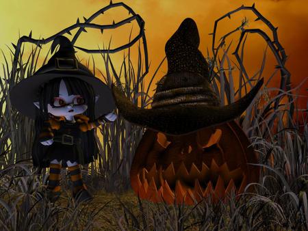 Lovely Witch - witch, halloween, october, pumpkin