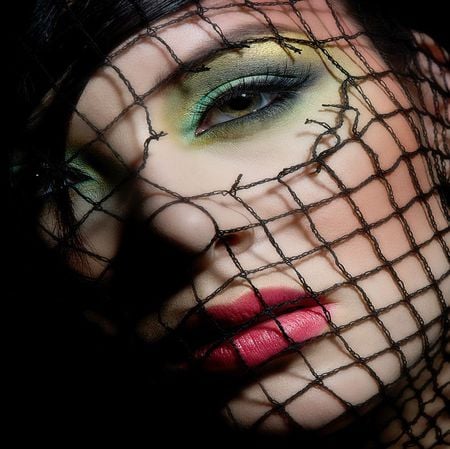 GREEN EYE - fishnet, face, pretty face, green eyes, female, cover, modeling