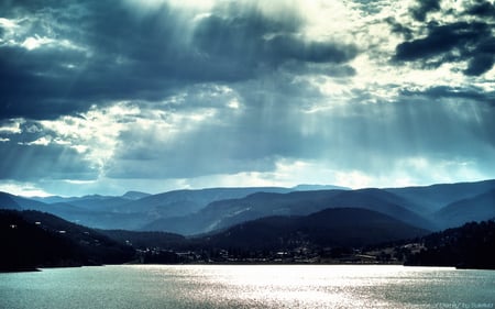 Eternity - clouds, beauty, lake, blue