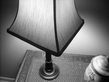 Lamp-lit - white, lamp, black, still life