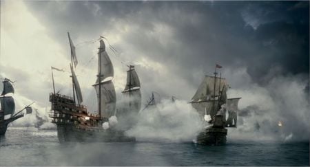 The Spanish Armada being attacked