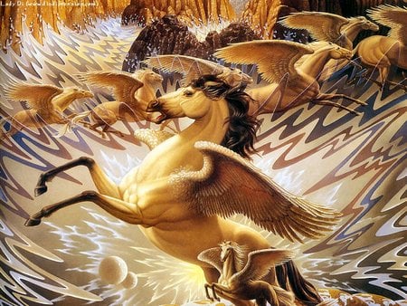 Pegasus Paradox - abstract, horse, fantasy horse, pegasus, greek mythology, stallion, fantasy