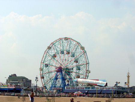 View of Astroland, Coney Island, New York - new york, ferris wheel, beach, wonder wheel, astroland, coney island