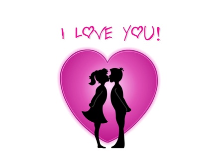 i love you  - love, i love you, kiss, couple, pink, heart