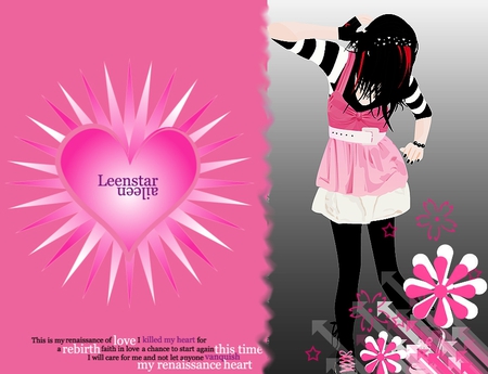 Vector Girl - vector, love, heart, pink