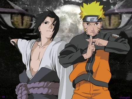 Saskue and Naruto - boys, eyes, anime, naruto