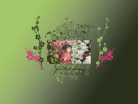 Spirited Away - flowers, movie part, anime, green