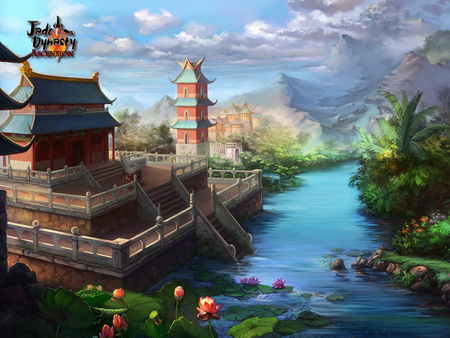 Jade Dinasty - landscape, jade, river, dinasty, palace