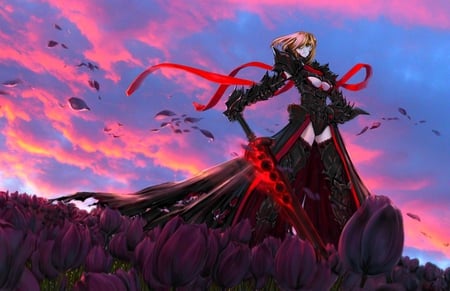 Dark Saber - anime, sword, dark saber, armor, fate stay night