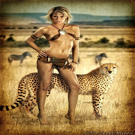 WILD WORLD - cheetah, warrior, savanah, woman, beautiful, wild, life