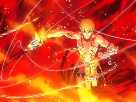 Gilgamesh - gilgamesh, fire, fate hollow atariax, fate stay night