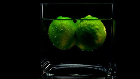 Lemons in the glass - abstract, green, photography, nice, 3d, cool, lemons