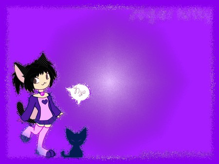 Sugar Kitty - eddited, anime, purple, cute, chibi, art, sugar, kitty