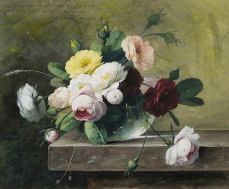 Watercolour Bouquet - pretty, roses, stone, yellows, bouquet, leaves, whites, flowers, mantel, wines, nature, garden, dish