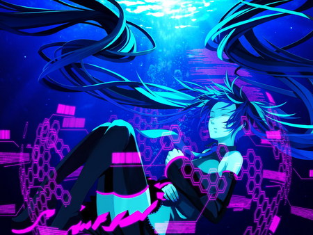 Hatsune Miku - hatsune miku, sleep, girl, twin tails, vocaloid, anime, long hair, resting