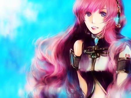 Megurine Luka - pretty, anime, vocaloid, female, blue, pink, luka, virtual diva, music, headphones, nice, pink hair, blue eyes, idol, program, realistic, beautiful, megurine, girl, virtual, beauty, cool, black, awesome, diva, megurine luka, cute, headset, vocaloids, song