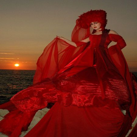 BEAUTIFUL RED DRESS - woman, red, sunset, model, dress