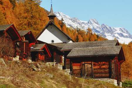 Outside - autumn, trees, photography, wood, brown, postcard, architecture, house, tree, color, mountain, landscape, winter, colored, nature, forest, church, blue, snow, beautiful, scenery, alps, splendor, beautiful place, silence, switzerland