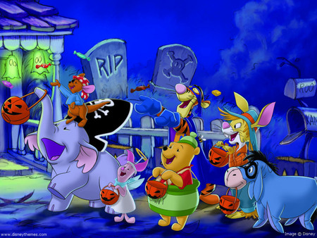 Disney Halloween - rabbit, pirate, halloween, pumpkin, pooh