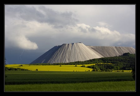 Before the rain - mountain, grass, trees, clouds