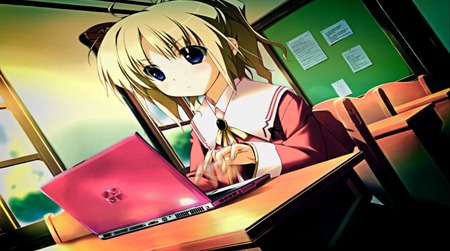 Laptop - desk, school, cool, laptop, uniform