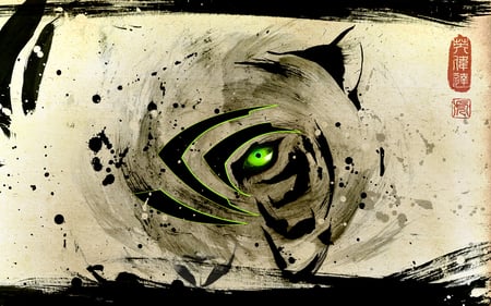 NVidia Tiger - letter, china, green tiger, tiger, nvidia