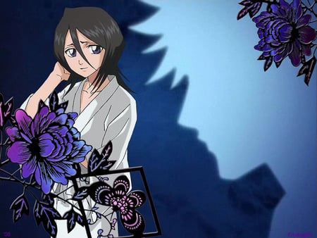 Rukia - anime, purple, girl, blue