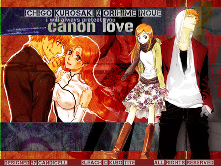 Orihime and Ichigo - love, stuff, anime, cute