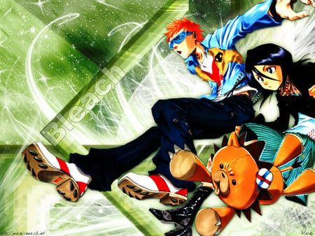 Bleach - stuff animal, boy, girl, anime