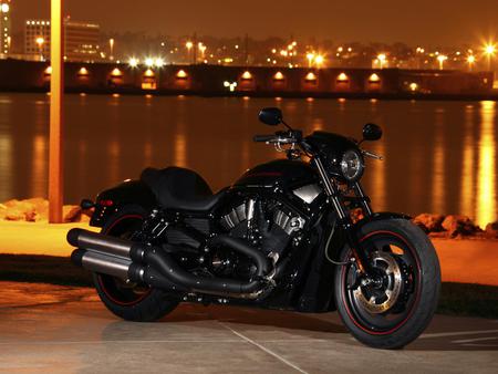 Black Bike - motorcycles, black, bike, city lights