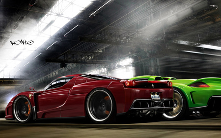 Cool Cars - cars, auto, red, green