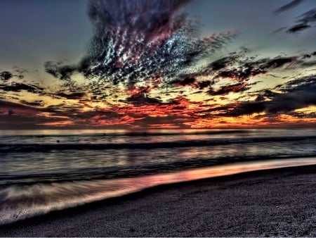 Amazing Sky - clouds, amazing, beach, beautiful, sea, beauty, colors, ocean, lovely, colorful, sunset, nature, peaceful, sky