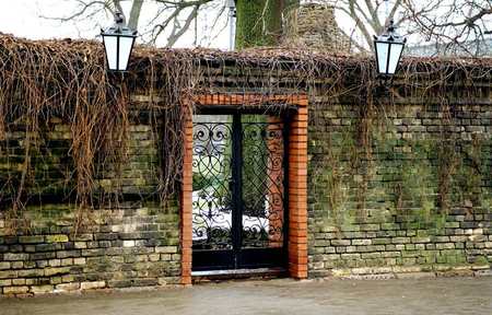 Garden Gate - gate, garden, art photo, nice, iron, lamplighters, wall