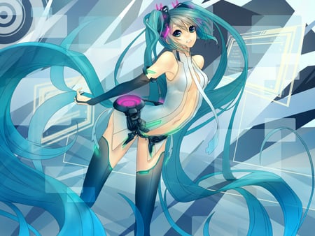 Hatsune Miku Append - aqua, hot, append, headset, music, colorful, transparent, white, cool, aqua eyes, hatsune miku, sexy, virutal, vocaloids, vocaloid, beautiful, diva, nice, beauty, twintail, aqua hair, black, miku append, pretty, idol, anime, miku, cute, girl, hatsune, headphones, blue, awesome