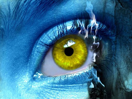 BLUE FLAMING EYE - flaming, eye, smoke, blue