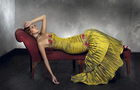 Yellow Gown - beautiful, gown, people, model