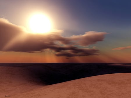 Respite - light, sun, sunset, desert, sand