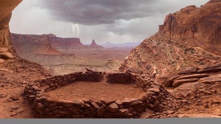 False Kiva - nature, canyons, beautiful, clouds, desert, lightning, storm