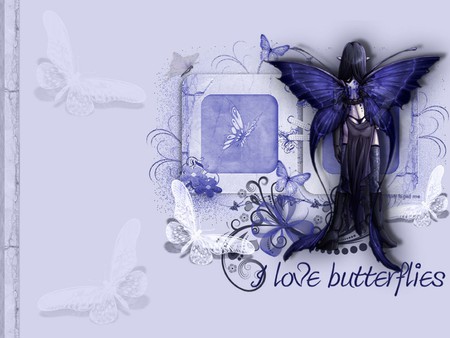 LOVE BUTTERFLIES - flowers, butterflies, love, fairy