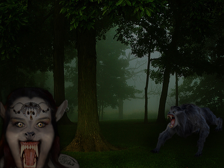 Werewolf Queen - werewolf, fantasy, queen, wolf, wood, horror