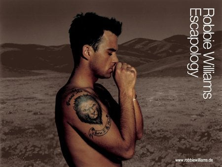 Robbie Williams - male, sexy, tan, singer, tatoo