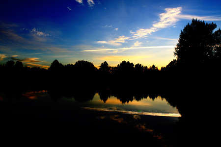 Dusk - lake, sunset, forest, sky