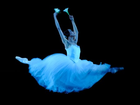 Blue Ballerina - black, background, ballerina, blue