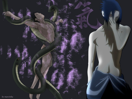 Sasuke - anime, purple, boy, snake