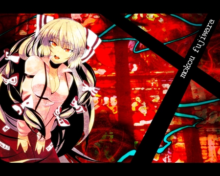 fujiwara no mokou - red, touhou, fujiwara, mokou, no, eyes