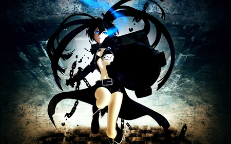 black rock shooter - rock, black, weapon, shooter