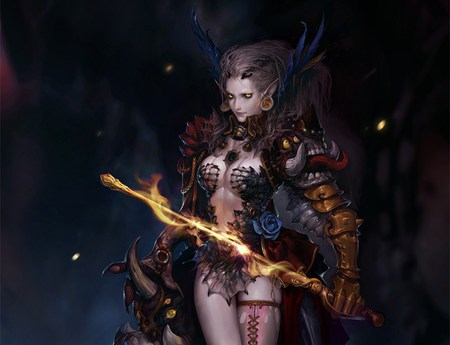 Hero - hero, armor, elf, battle, woman