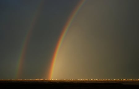 How Small We Are... - nature, landscape, places, rainbows, colors, lights