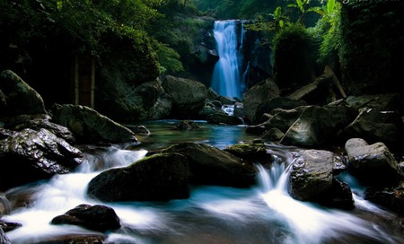 waterfalls - bulewater, waterfalls, nature, green