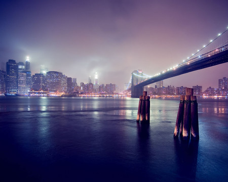 blue bridge - cool, blue, winter, bridge, feel